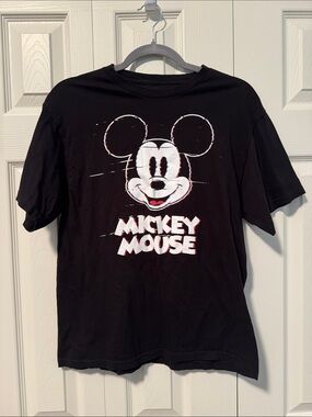Disney Black Mickey Mouse Graphic Tee with White & Red Accents